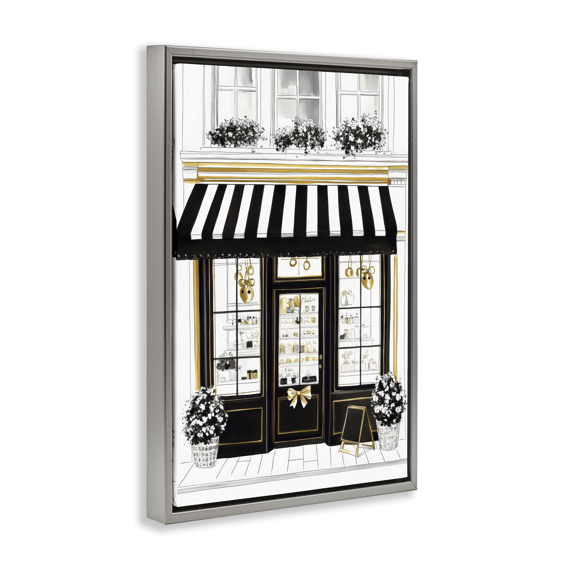 Stupell Industries Paris Storefront Window Display Gray Framed Floater Canvas Wall Art, design by Petal Prints Design