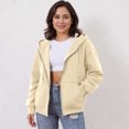 thumbnail image 2 of WTOBBY Women's Off Shoulder Zipper Hoodie Sweatshirt Fashion Clothing Casual Jacket, Modern Cropped Style with Front Pocket and Comfortable Streetwear Look,Khaki S, 2 of 5