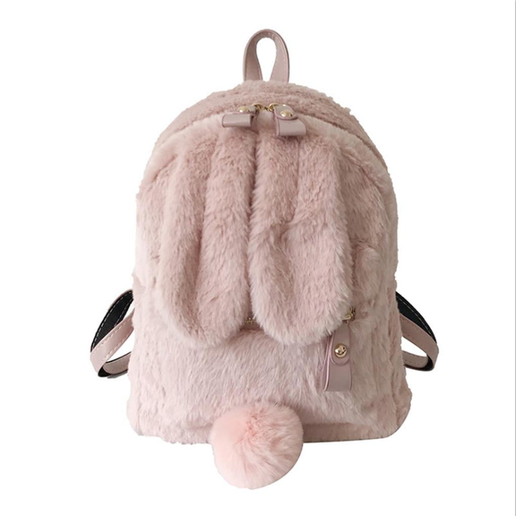 Wrea Bunny Backpack Plush Mini Fluffy Rabbit Ear Backpack Fuzzy Bunny  Satchel Casual Daypack for Women Girls
