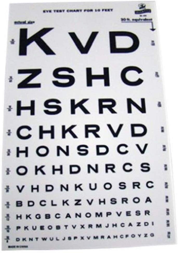 illuminated eye chart visual acuity testing 10 ft