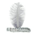 thumbnail image 4 of Unique Bargains 1 Pc Headband Feather Faux Diamond Sequins Hairband for Women Silver Tone Gray, 4 of 5