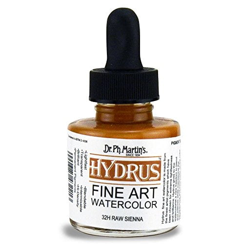 Dr. Ph. Martin's 400250-32H Hydrus Fine Art Watercolor, 1.0 oz, Raw Sienna (32H)