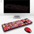 thumbnail image 4 of Seitruly Teclado de juego USB inalámbrico Color mezclado tecla redonda Panel de plástico teclado de teléfono móvil tapa de llave desmontable teclado Juegos de teclado y mouse para computadora No.1, 4 of 6