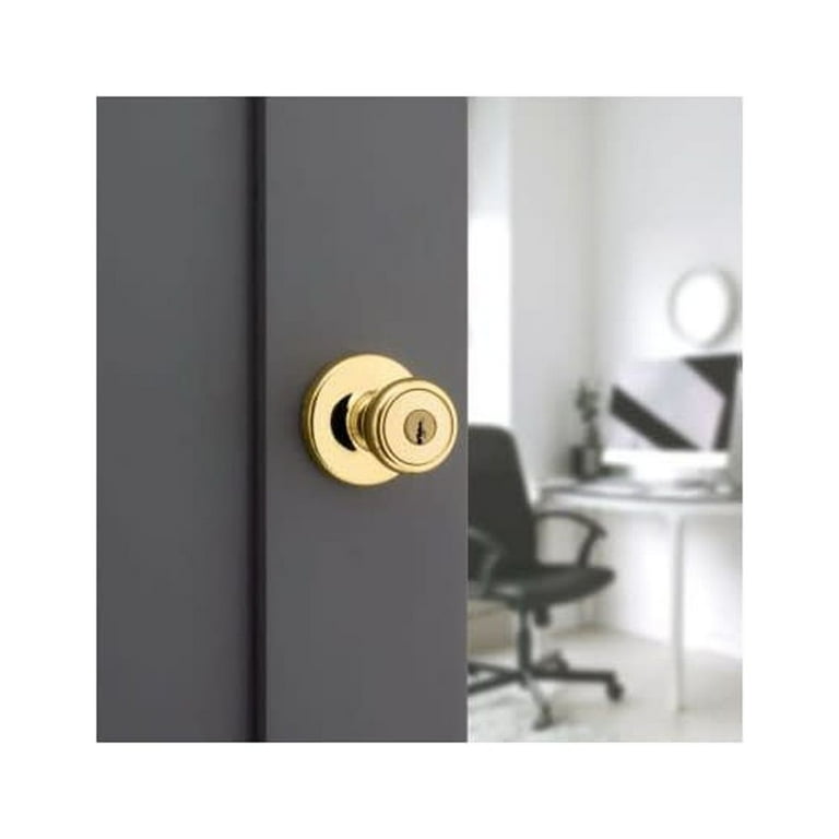 Kwikset Tylo Polished Brass Entry Knobs ANSI/BHMA Grade 3 1-3/4 in.