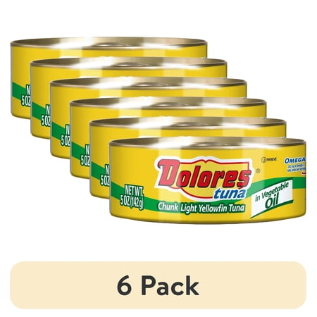 (6 pack) Dolores Tuna, Chunk Light Yellowfin Tuna in Vegetable Oil, 5 oz Can