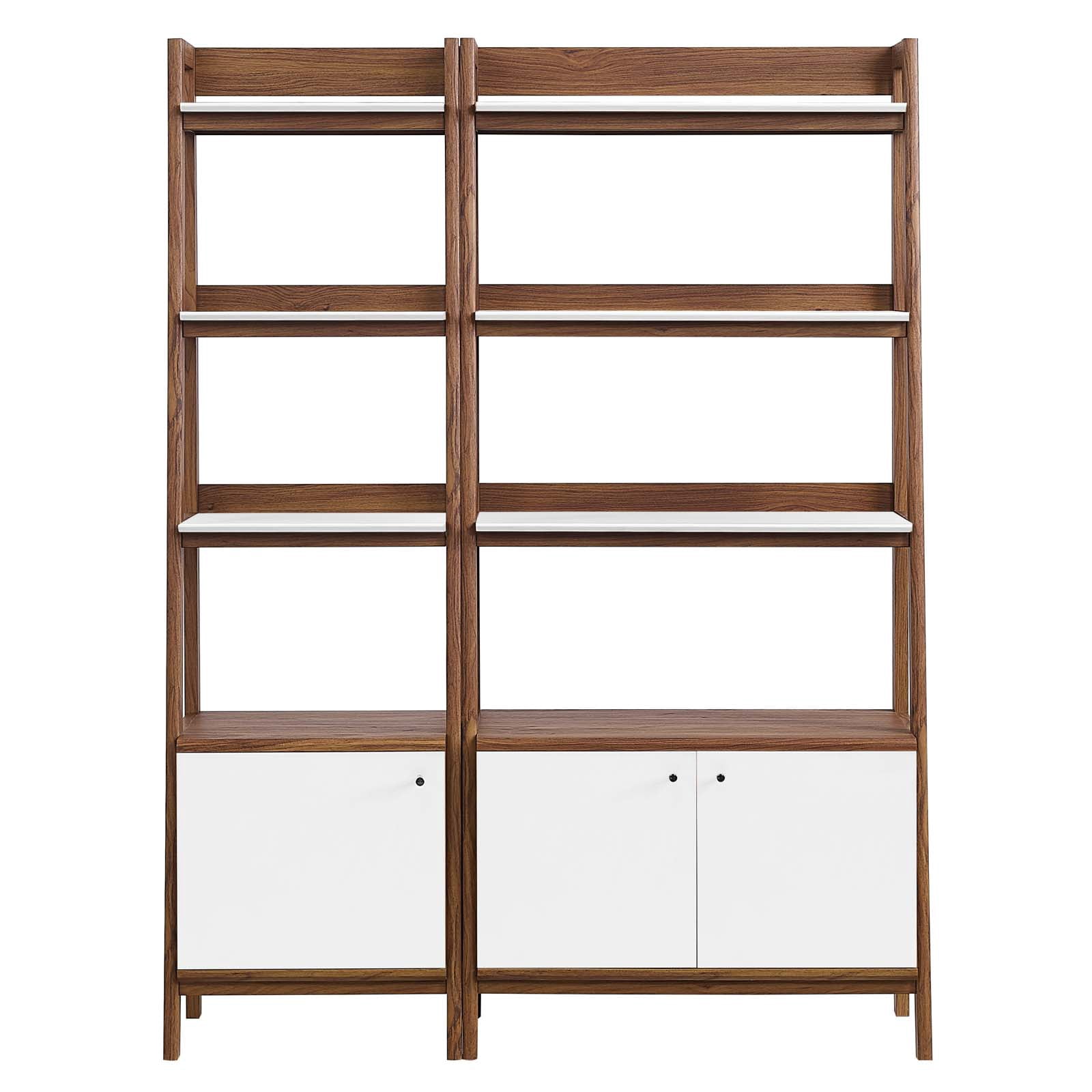 Modway Bixby Particleboard and MDF Bookshelves in Walnut/White (Set of 2)