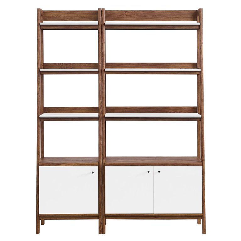 Modway Bixby Particleboard and MDF Bookshelves in Walnut/White