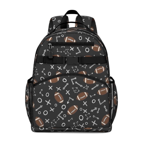 Football Arrow Black Pattern Backpack for School, Cute School Bag with Adjustable Shoulder Straps and Padded Back, 15.25"x11.5"x5.25"