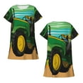 thumbnail image 3 of Bixox farmer working with tractor at field Pattern Women's Nightgown, Soft & Breathable Sleepwear, Round Neck Knee-Length Pajama Dress,Loungewear for Home & Sleep, 3 of 7