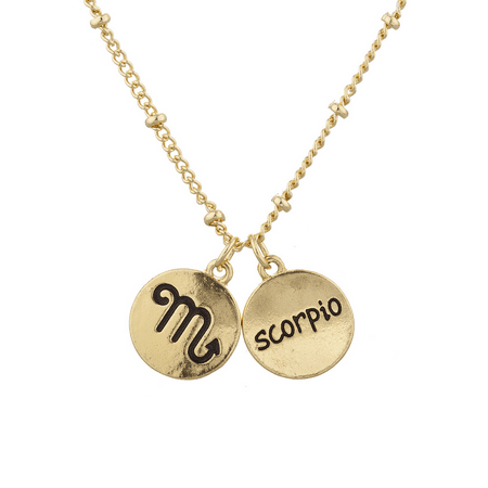 - Lux Accessories Gold Tone Scorpio and Astrological Sign Charm Necklace