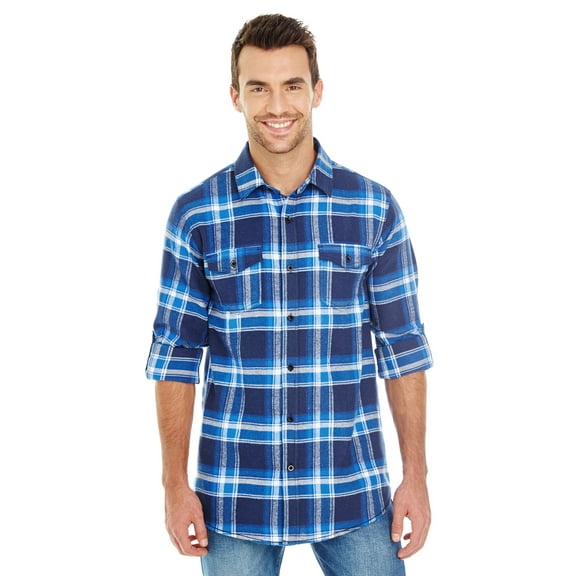Burnside Men's Plaid Flannel Shirt with Pockets, 100% Cotton, 3XL