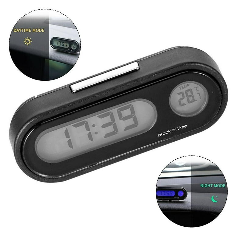Geege Mini LCD Digital Car Dashboard Electronic Time Clock Thermometer with  Backlight