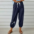 thumbnail image 2 of KIHOUT Pantalon Court pour Femmes Nouveautés Mode Décontractée Pantalon de Survêtement Imprimé Graphique Taille Haute à Cordon Bas Resserré avec Poches, 2 of 3