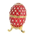 thumbnail image 4 of Bunblic Easter Egg Trinket Box Enameled Hinged Trinket Box Organizer Vintage Design Sculpture Storage Box for Mother's Day Gift Rings Red, 4 of 8