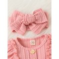 thumbnail image 5 of Baby Sweetie Newborn Girls 3Pcs Outfits, Long Sleeve Button Front Ruffle Romper + Socks + Headband Fall Winter Outfits, 5 of 9