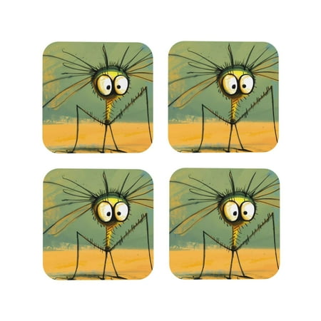 

Fuzoiu Quirky Cartoon 123 Print Leather Coasters Set Drink Coasters Set of 4 for Tabletop Protection Durable PVC Coasters Home Décor and Housewarming Gift-Square