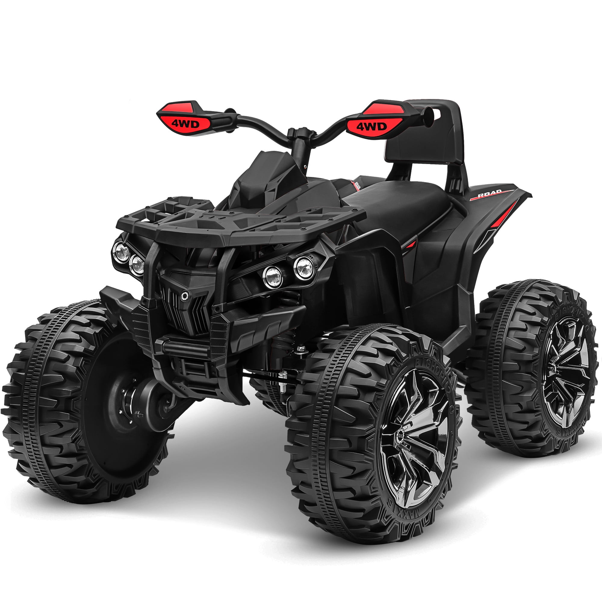 Joyracer 4WD ATV for Kids, 24 Volt Ride on Toys, Power ATV Wheels with 800W Motor, Remote, Bluetooth Music, Horn, LED for Big Kids Gift, Red
