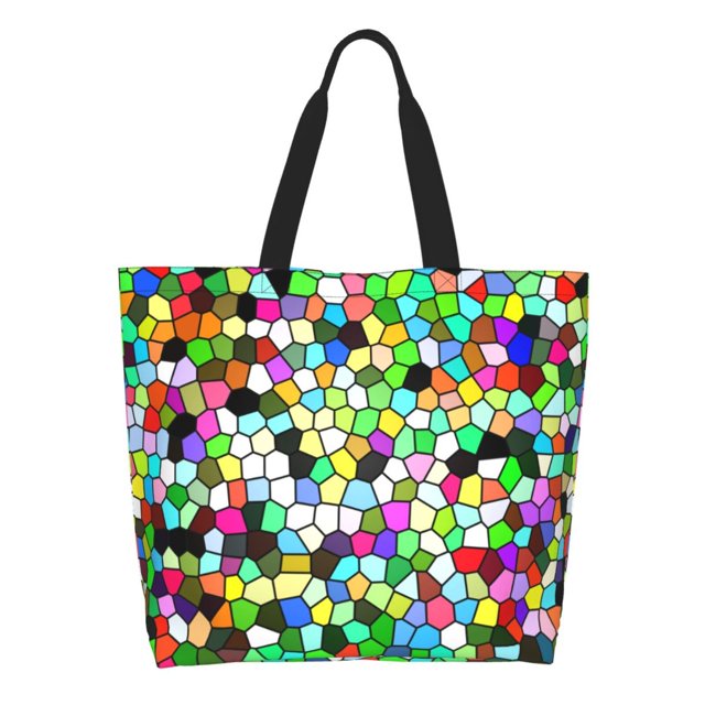 Disketp Colorful Tie Dye Stained Glass Bolsa Tote Estampada para Mujer, Bolso de Hombro y de Mano para Compras y Viajes