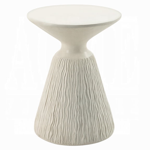 Uane Accent Table-Sculpted Natural White Cement-Round 16 Inch Top