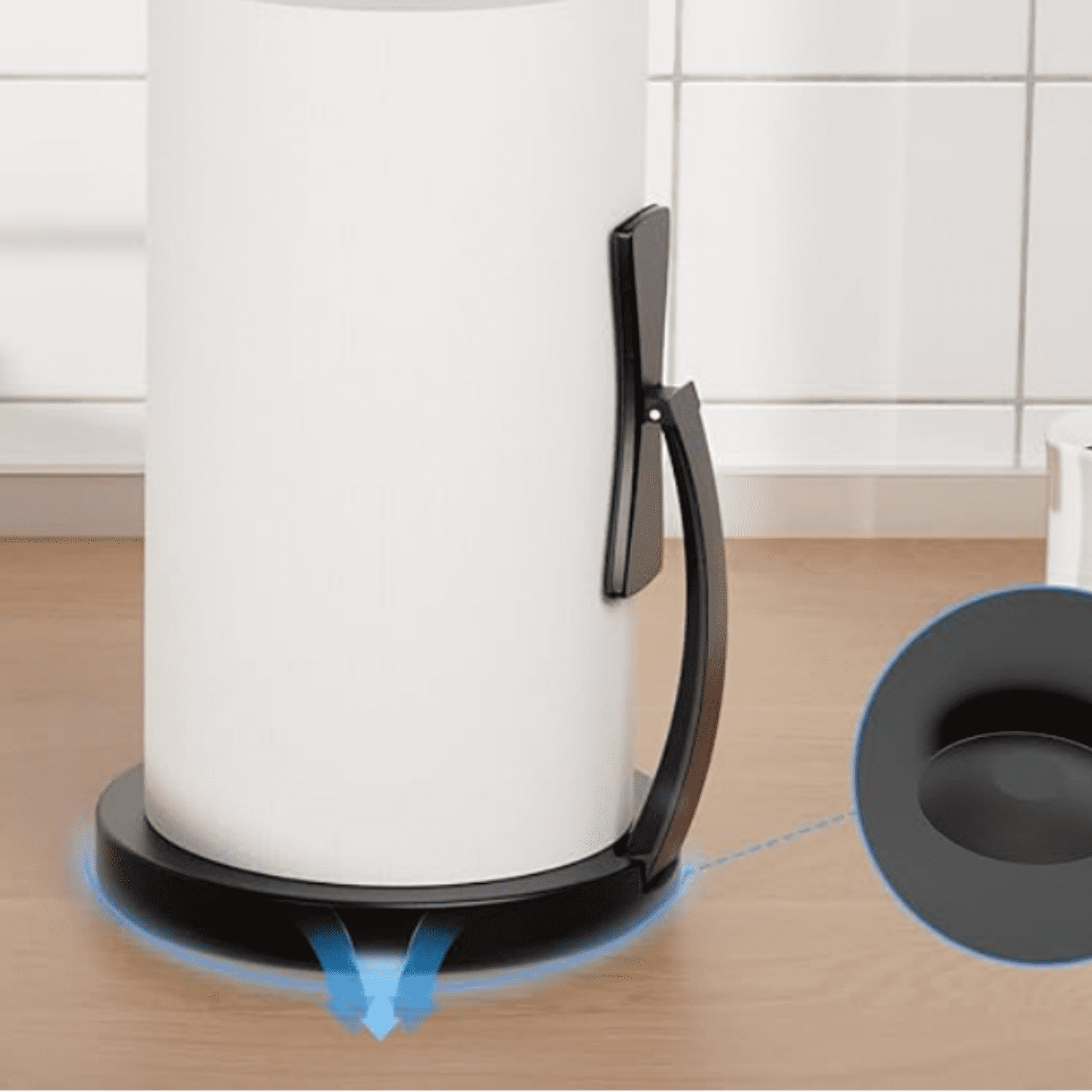 Paper Towel Holder Countertop, Black Paper Towel Holder with Spring Activated Arm and Damping Effect, Simply Tear Paper Towel Stand for Bathroom and Kitchen (Black)
