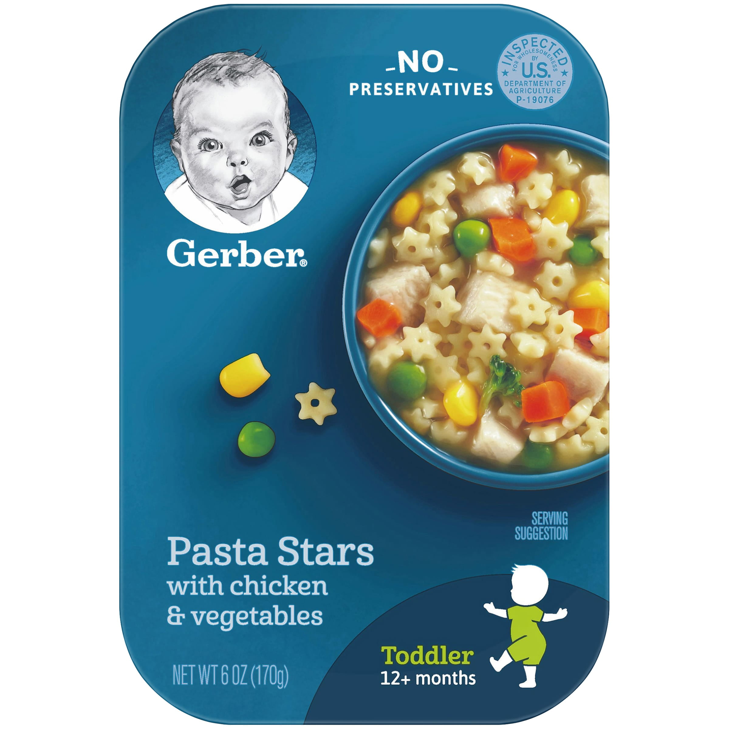 Gerber Lil' Meals Pasta Stars with Chicken and Vegetables Toddler Food, 6 Oz Tray (Pack of 6)