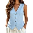 thumbnail image 3 of Women Lightweight Vest Tank Top Summer Slim Fit Sleeveless Lapel Layered No Print Casual Wear, 3 of 6