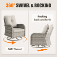 thumbnail image 6 of 11-Piece Patio Furniture Set, Outdoor Patio Furniture with 55,000 BTU Fire Pit Table, Swivel Chairs Set, Thick Cushions, Modular Patio Sofa, Dual-Strand Wicker Rattan, Rust-Resistant Frame, Ivory, 6 of 12