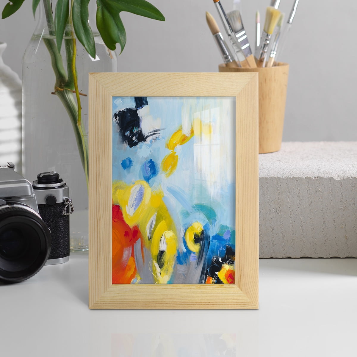 In the Loop III -Framed Print w/glass-Natural Wood