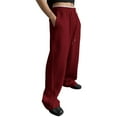 thumbnail image 2 of Baggy Sweatpants Men Wide Leg Sweats Pants Casual Loose Fit Open Bottom Athletic Joggers with Pockets Y2K Trousers Streetwear Wine S, 2 of 9