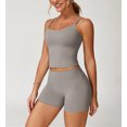 thumbnail image 4 of PISONIC Two Piece Workout Sets For Women Spaghetti Straps Tank Top and High Waist Booty Lifting Shorts Gym Yoga Active Outfits, 4 of 12