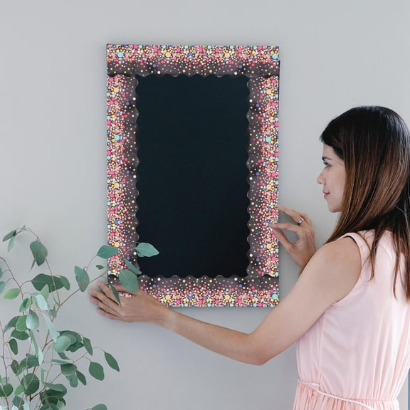 OUNONA Wave Pattern Black Border Paper Adhesive Stickers for Classroom Walls and Desk Decoration, and Easy to Apply