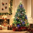 thumbnail image 1 of 6.5ft Pre-Lit Artificial Christmas Tree with 350 Multi-Color Lights & 80 Pinecones Christmas Trees with 1000 Branch Tips for Holiday Decorations 8 Lighting Modes, Tree Topper Star Easy Assembly, 1 of 7