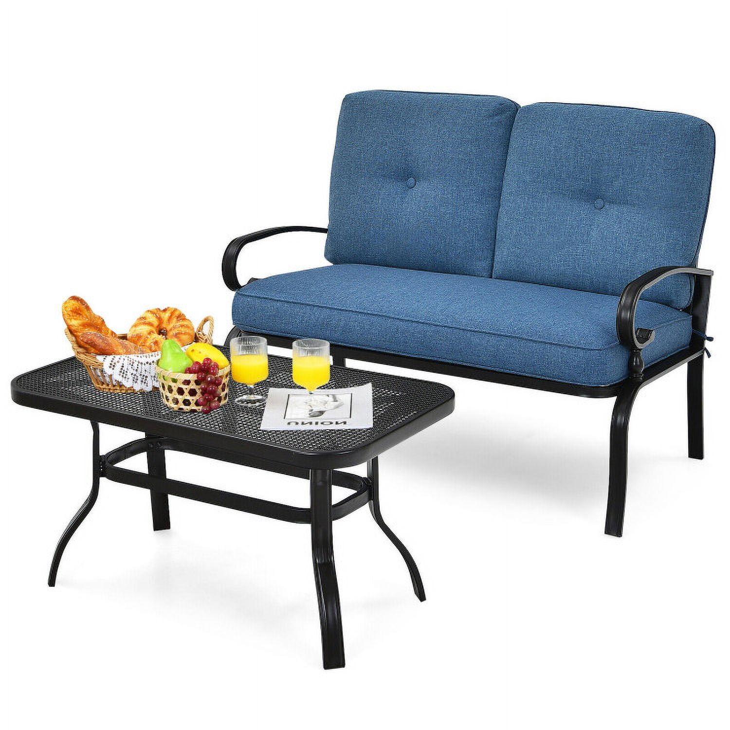 Aimee Lii 2 Pieces Outdoor Patio Furniture Set for Backyard and Poolside, Patio Conversation Sets, Blue