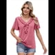 thumbnail image 3 of Blusas y Túnicas Informales de Corta con Cuello en V para Mujer, Grandes Rosa S, 3 of 9