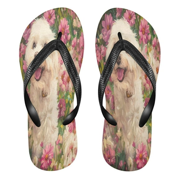 YAZAOOSummer Flip Flops Creatively Floral Furry Friend Simple Beach Sandals