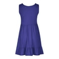 thumbnail image 4 of Fartey Midi Dresses for Women Summer Casual Short Sleeve Smocked Dress 2025 High Waist Ruffle Tiered Flowy Sundresses Fashion Colorblock Dress Blue M, 4 of 5