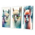 thumbnail image 3 of Designart "Cool Alpaca with Sunglasses Watercolor Style I" Animals Llama Wall Art Set Of 3 - Llama Blue Canvas Set For Living Room Decor, 3 of 6
