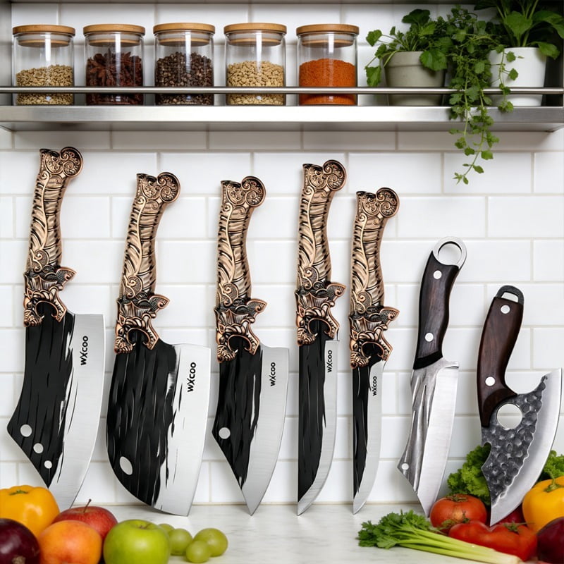 7PCS Multi-Piece Stainless Steel Knife Set Includes Kitchen Sharp Fruit Meat Fish Slicing and Boning Knives Designed for Home Use Holiday Gifts Professional Cooking Supplies Durable Meat Cleaver