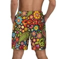 thumbnail image 3 of Sigee Hippie Peace Love Print Mens Swim Trunks with Compression Liner Quick Dry Swim Stretch Beach Shorts with Pockets,S-3XL, 3 of 7