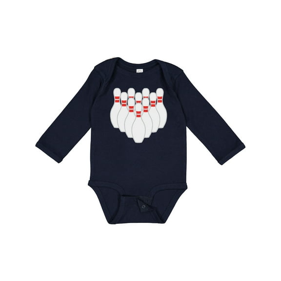Inktastic Ten Pins for Bowling Boys or Girls Long Sleeve Baby Bodysuit
