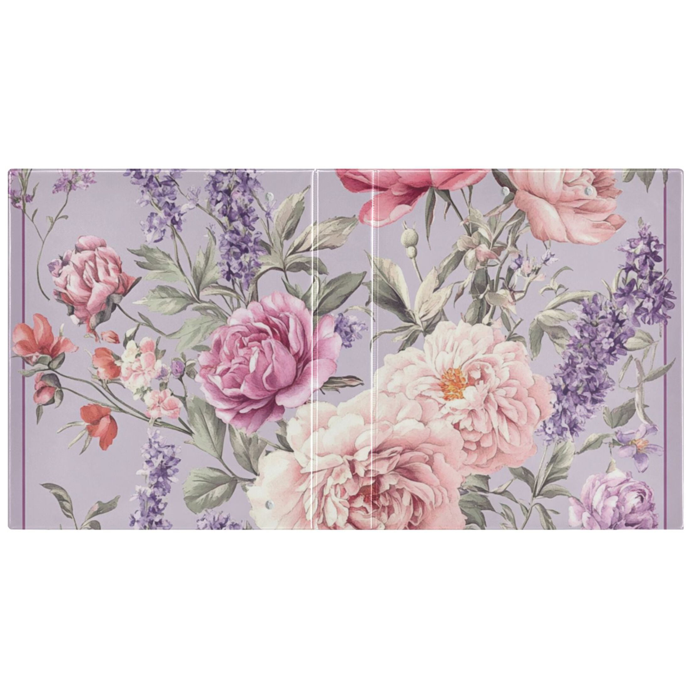 Lavender Roses Peonies Flowers 3 Ring Binders 1.5 inch Hardcover File Folders with Interior Pockets A4 Size Organizer for School Office Hospital Set of 2