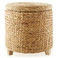 thumbnail image 3 of Casafield 17" Round Storage Ottoman with Lid - Natural, Handwoven Footstool for Living Room, Bedroom, Bathroom, Home Office, 3 of 7