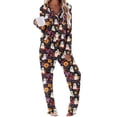 thumbnail image 6 of sdhkgrrt Women's Plus Size 2 Piece Pajama Set Collared Long Sleeve Shirt Wide Leg Pants Halloween Printed Lounge Outfit Soft Loose Matching Casual Fall Tracksuit, Purple L, 6 of 8
