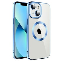 Dteck Clear Magnetic Case for iPhone 13,Shockproof Soft TPU Electro-plating Bumper Case Compatible with MagSafe Cover with Built-in Camera Lens Protector,Blue