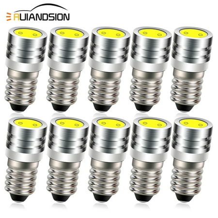 

Ruiandsion E10 Bulb Flashlight Replacement Bulb Small Lamp Light Bulbs Screw in LED Lights Bedroom Light Bulb White 6V 10-Pack