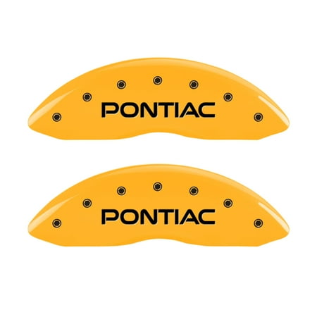 - Set of 4 caliper covers, Engraved Front: Pontiac - Engraved Rear: Arrow , Yellow powder coat finish, black characters