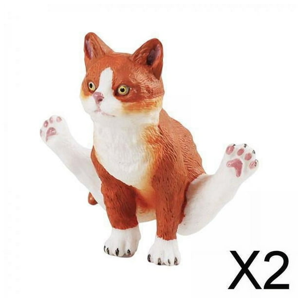 Juego De Colección De Juguetes Educativos Con Figura De Gato En Miniatura, Para Regalo De Cumpleaños, Color Naranja, 2x 2 piezas