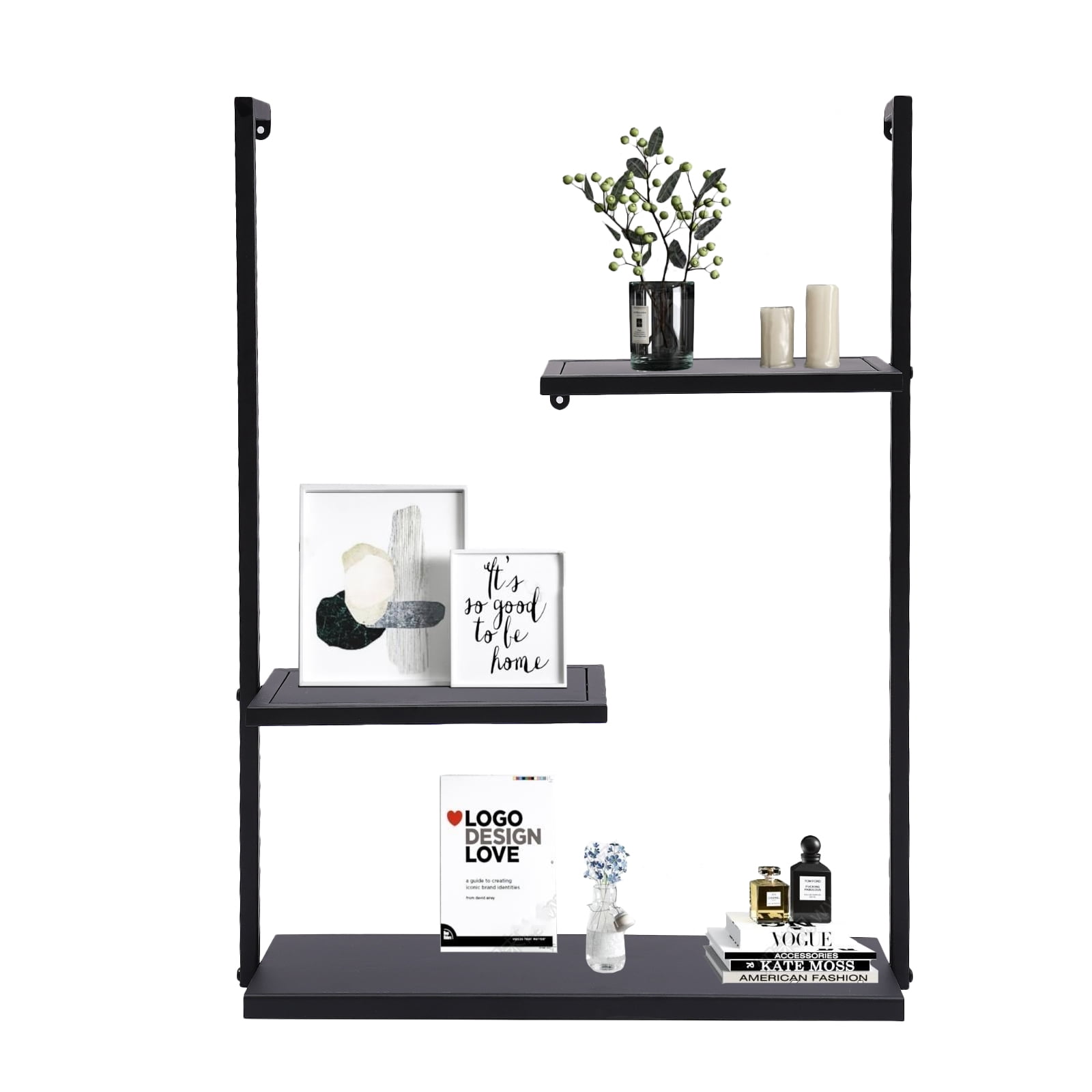 TFCFL 3Tier Wall Mounted Shelves Metal Industrial Pipe Storage Rack Metal Pipe Floating Wall