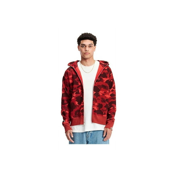 BAPE Men's Color Camo Shark Full Zip Hoodie Red, from StockX