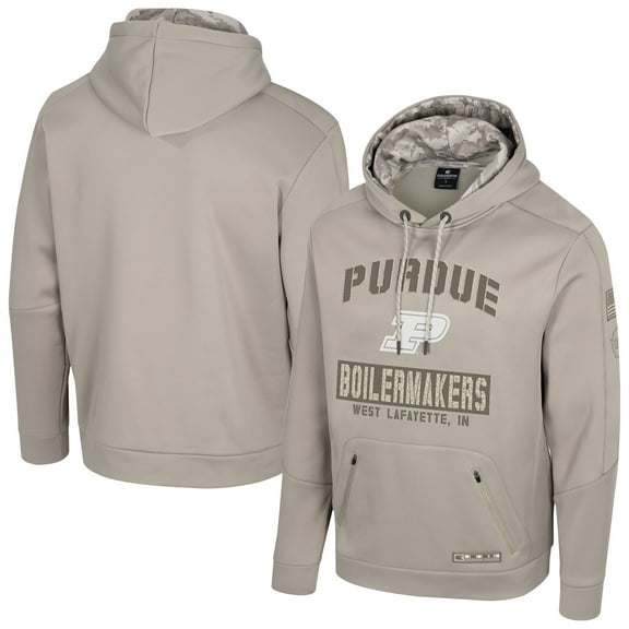 Men's Colosseum Oatmeal Purdue Boilermakers Big & Tall Operation Hat Trick Battalion Hoodie Sweatshirt